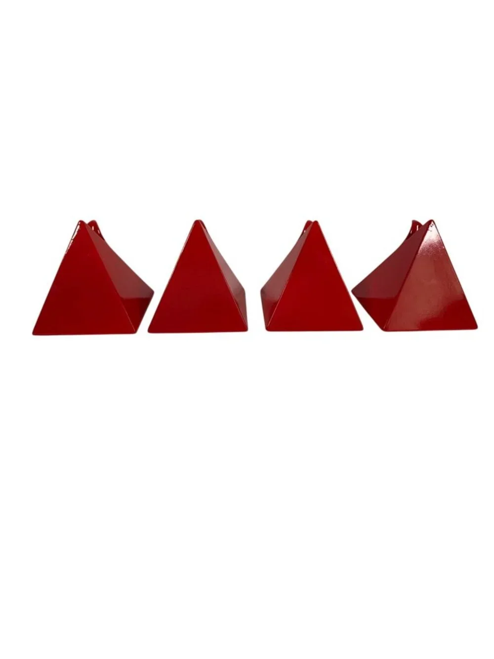 4 Mikasa Helena Uglow Japan Red Pyramid Bud Vases Mid Century Modern Geometric